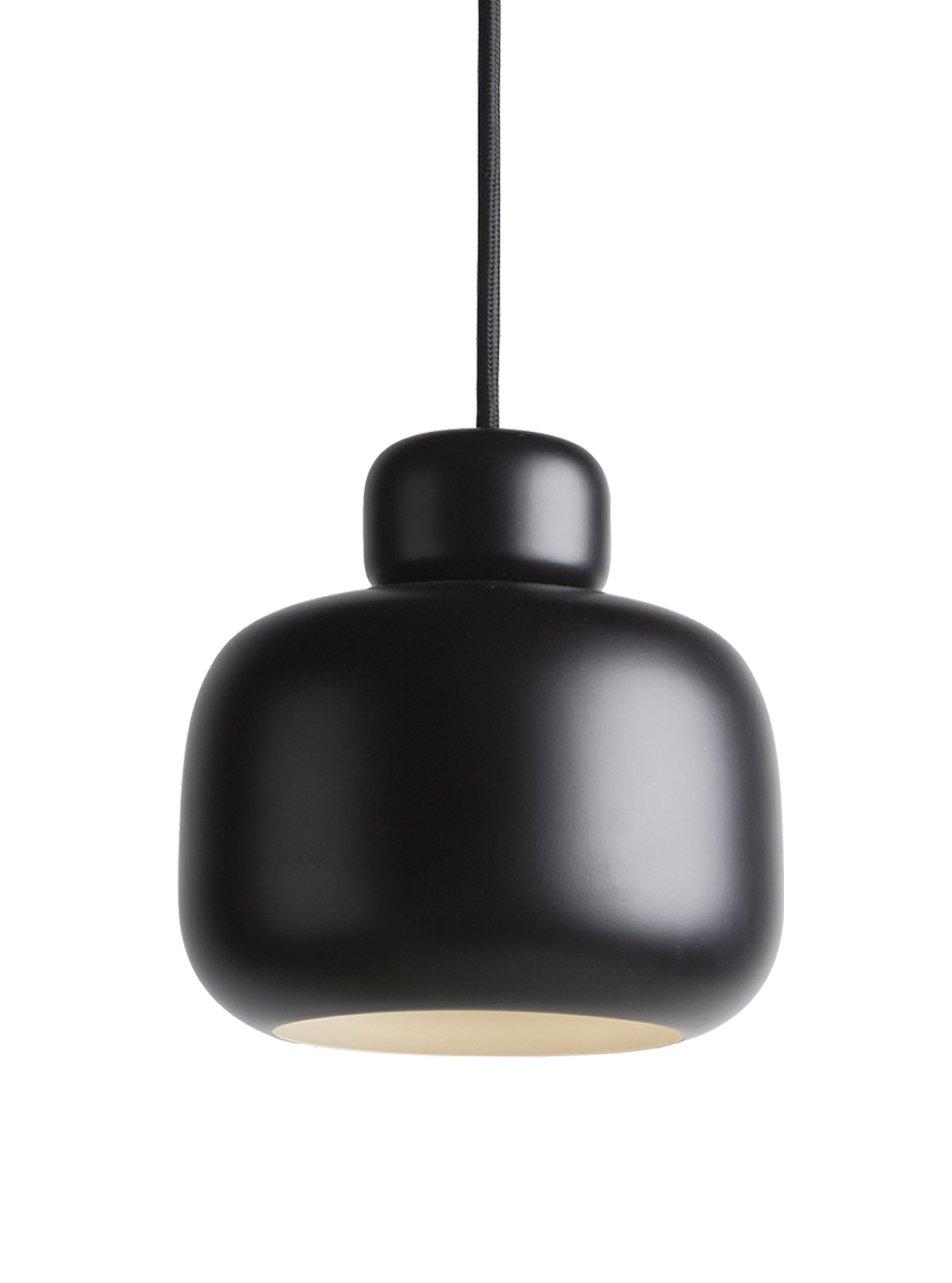 Stone Pendant lamp Large black Woud