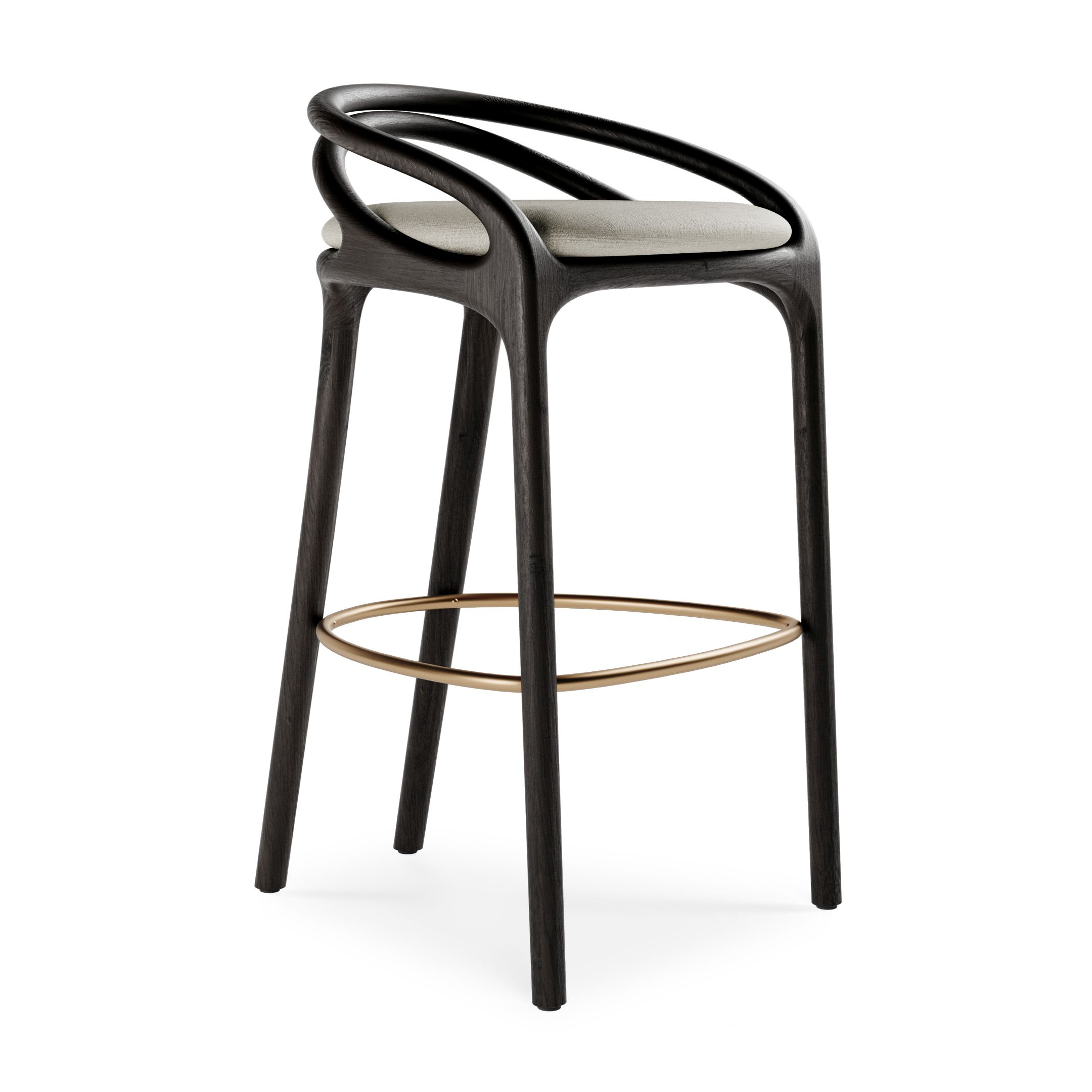Aleta Barstool brass-colored - beige Morpho