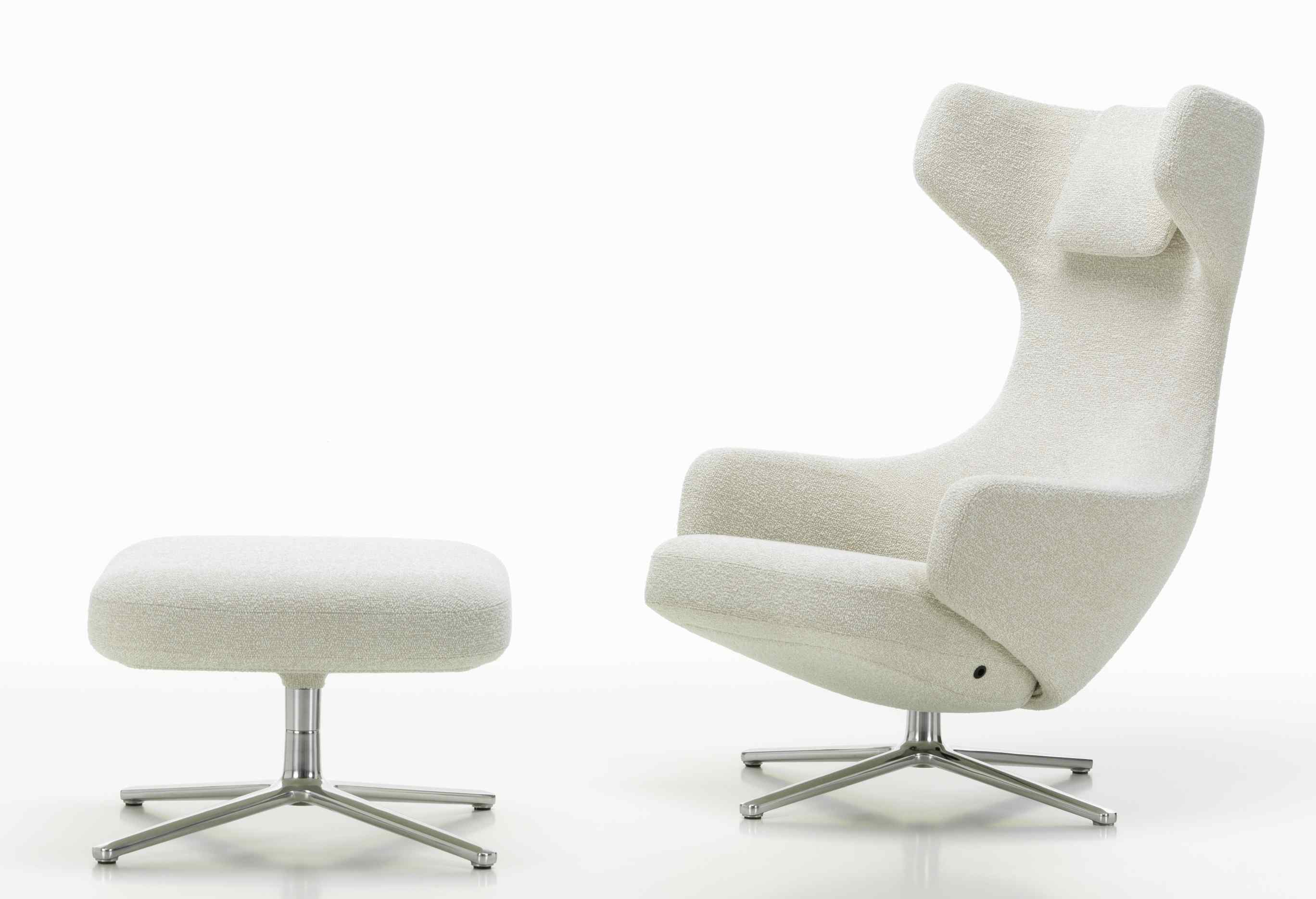 Grand Repos Armchair + Ottoman Vitra Polished Nubia Ivory / Pearl