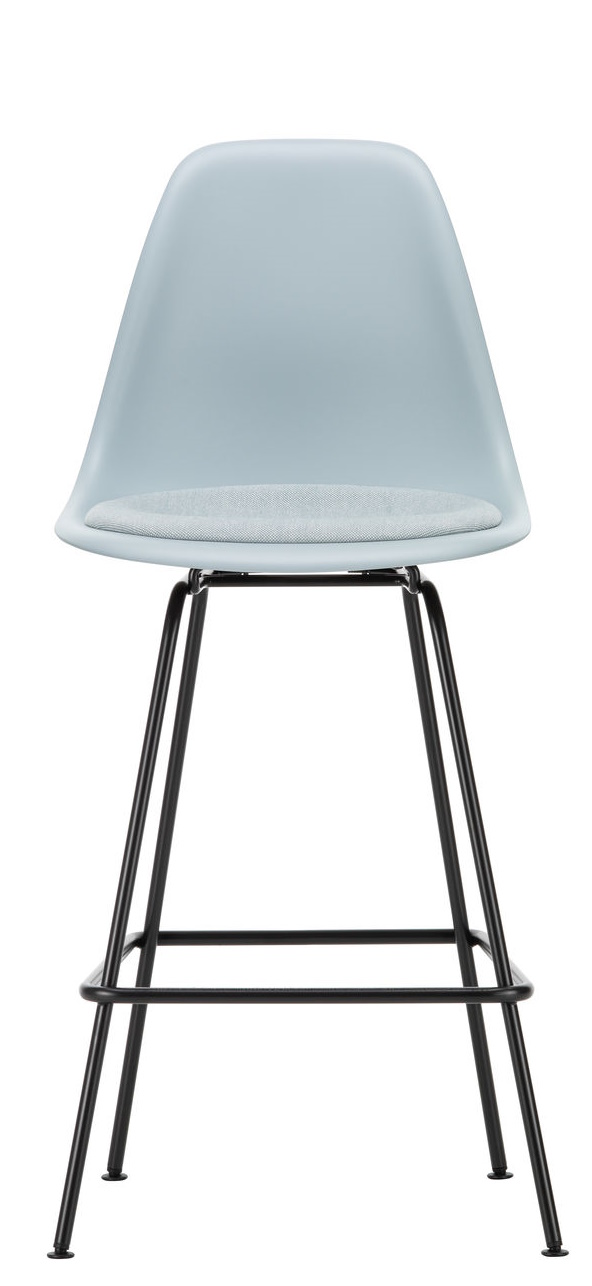 Eames Plastic Bar Stool Medium with seat cushion Vitra