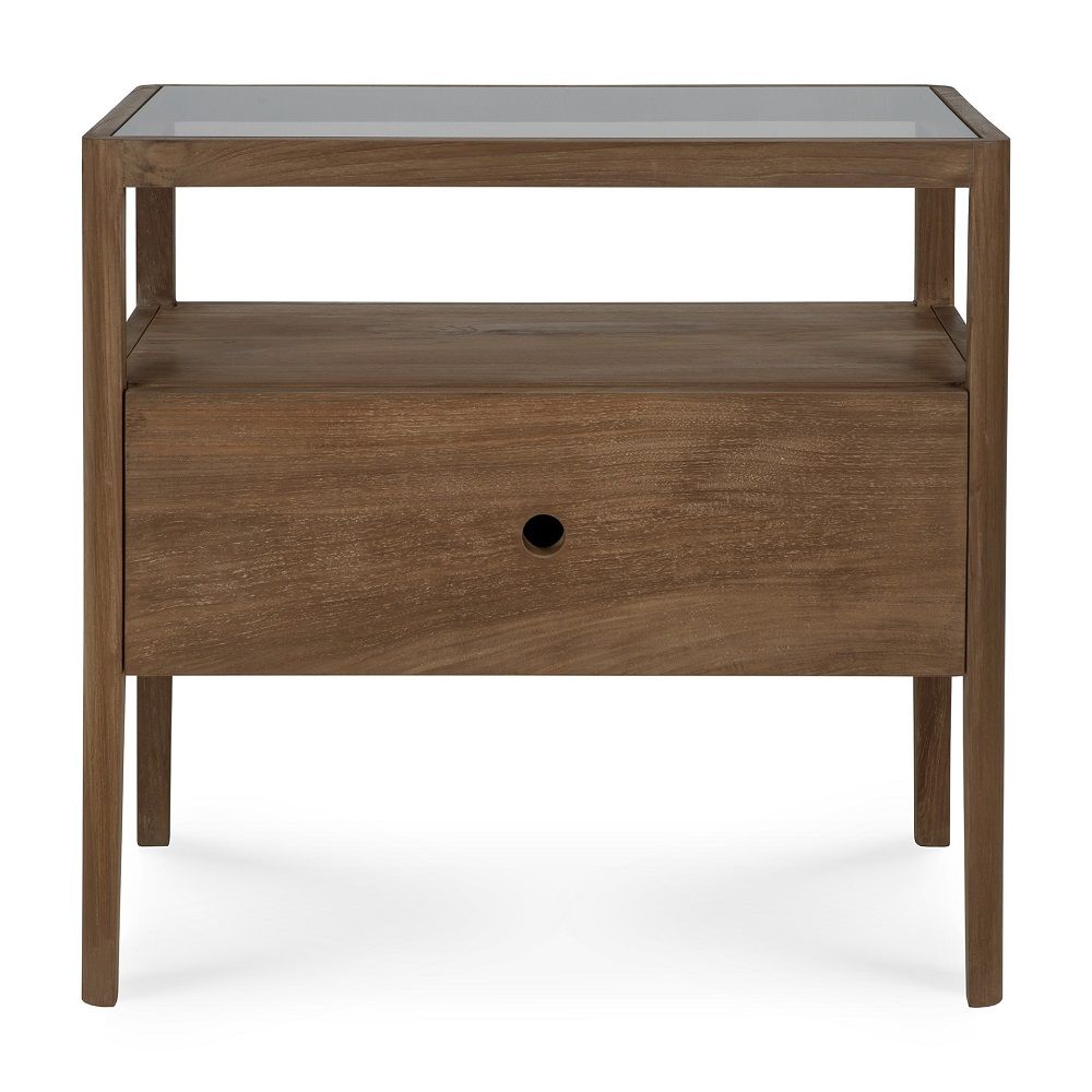 Spindle Bedside Table 1 Drawer Teak Ethnicraft