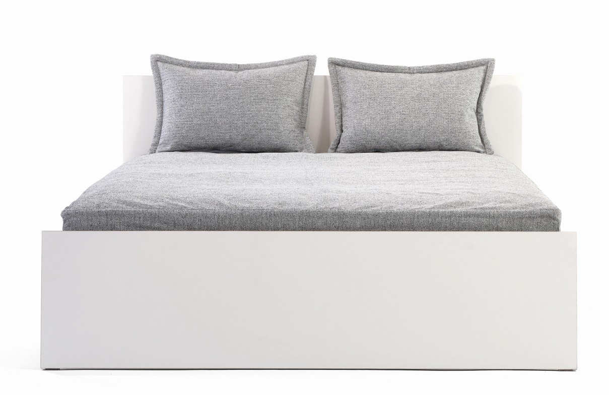 Stockholm bed birch multiplex with high headboard 160 white Richard Lampert 