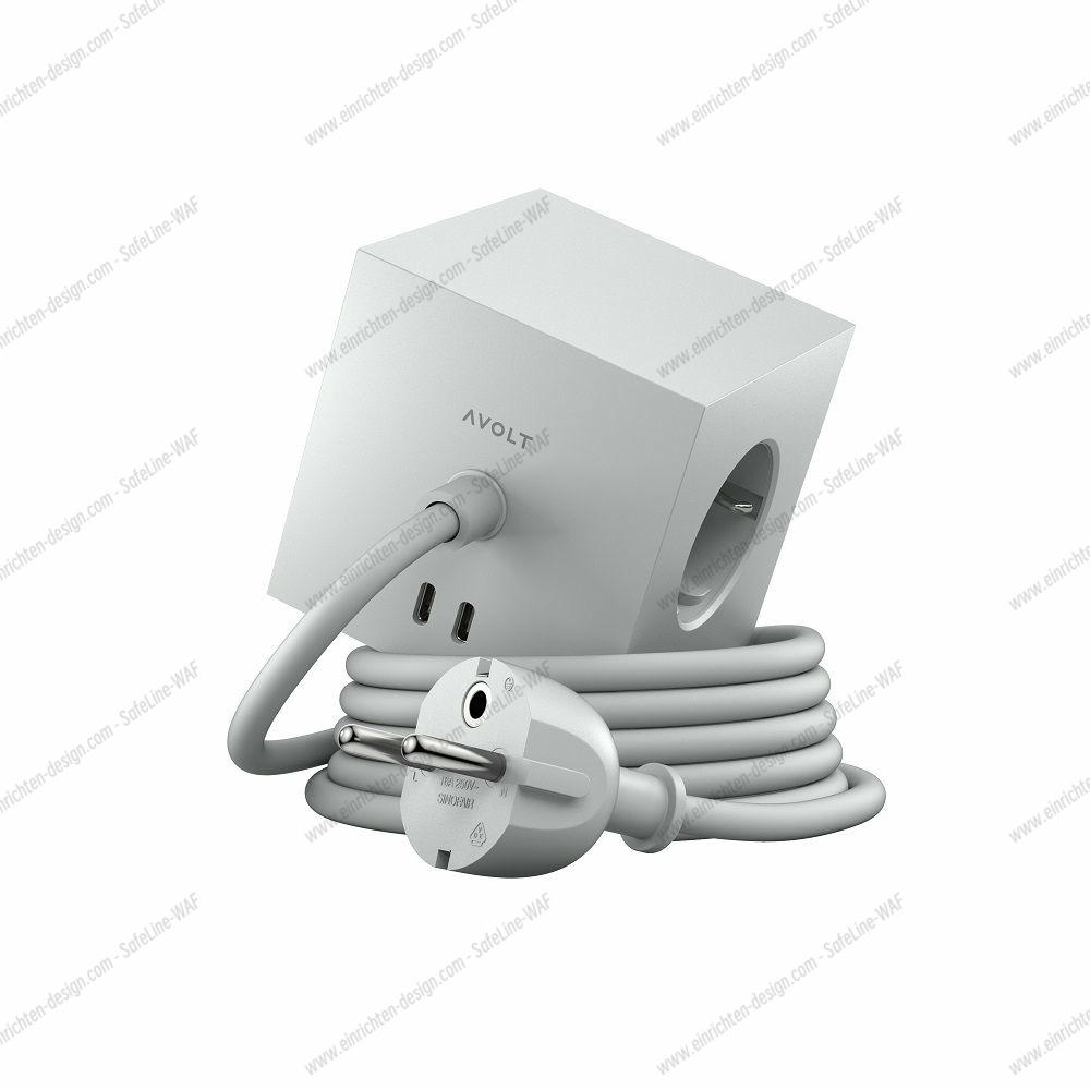 Square 1 - Avolt Socket Cube with USB C dfp Design Gotland grey