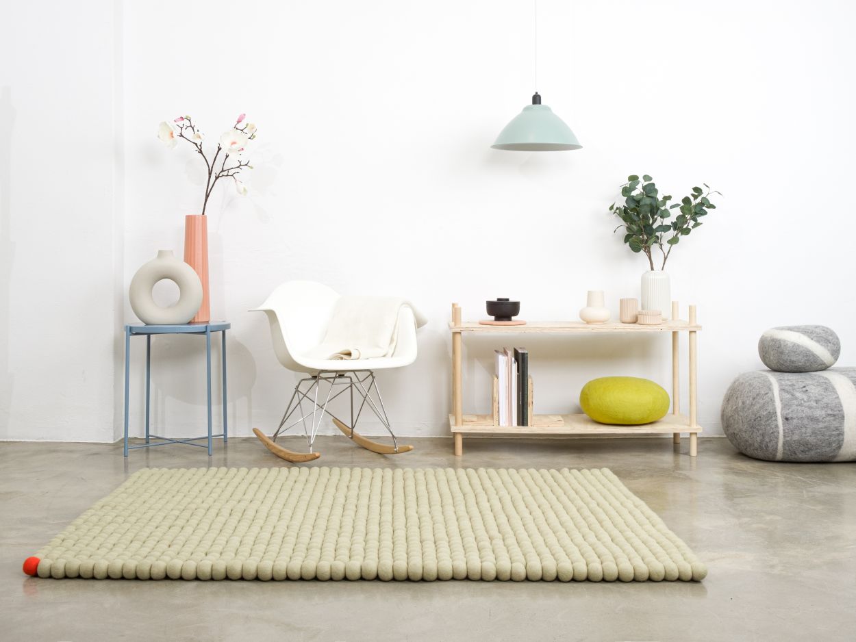 Big One Rectangular Felt carpet 180 x 260 cm myfelt Green beige