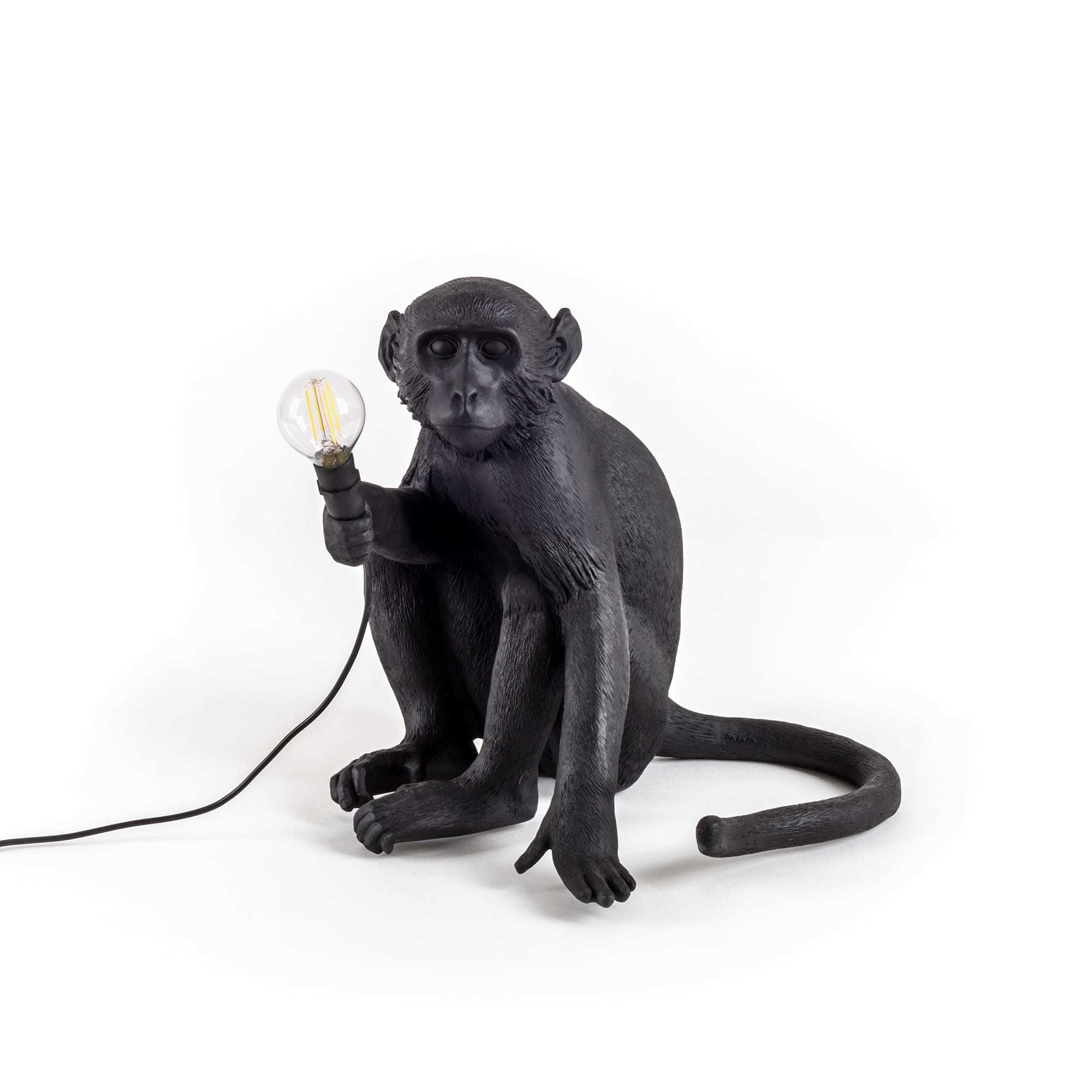 Monkey sitting Indoor / Outdoor table lamp black Seletti