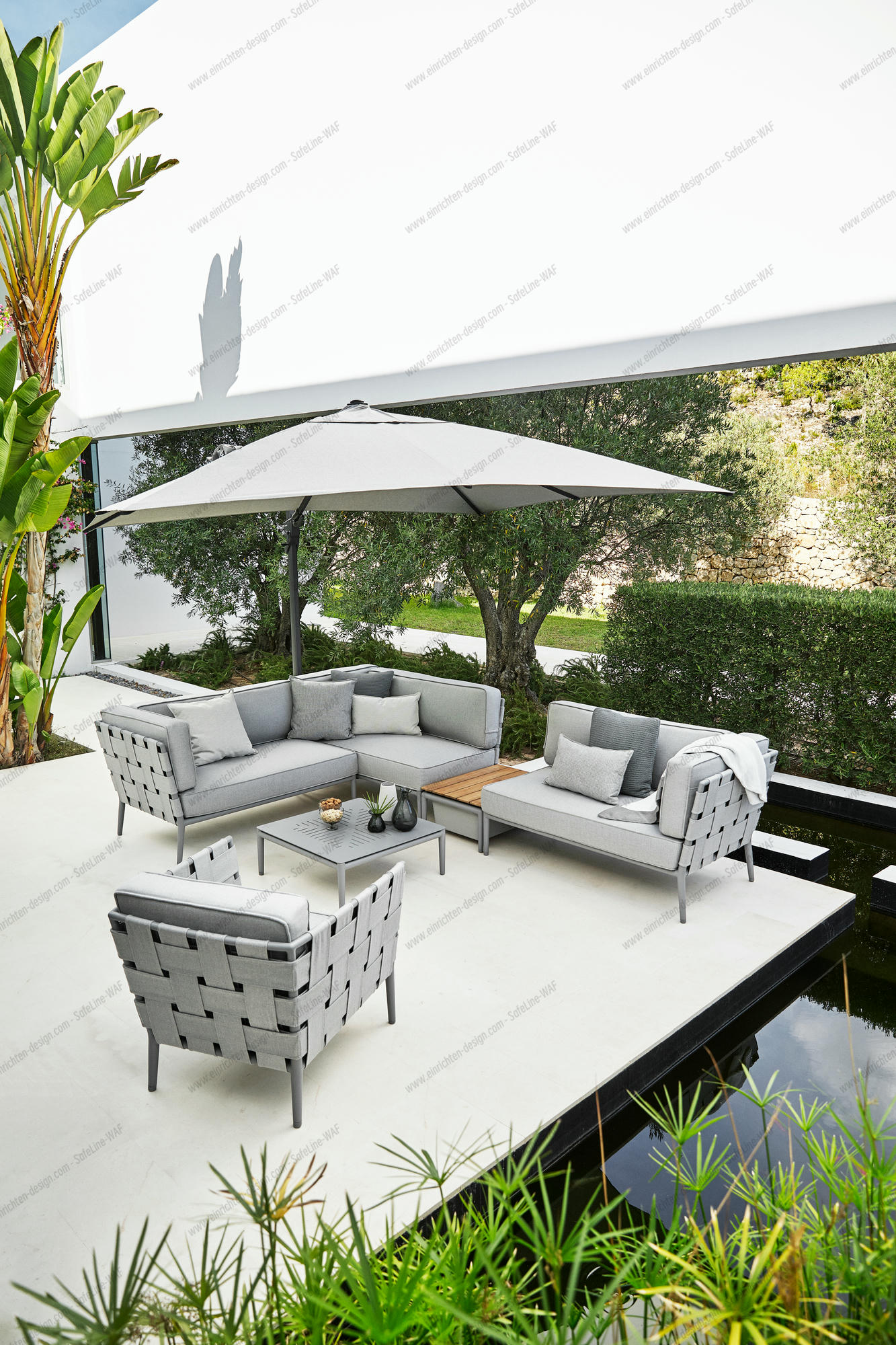 Conic Airtouch Outdoor 2 seater modular sofa left light grey Cane-Line