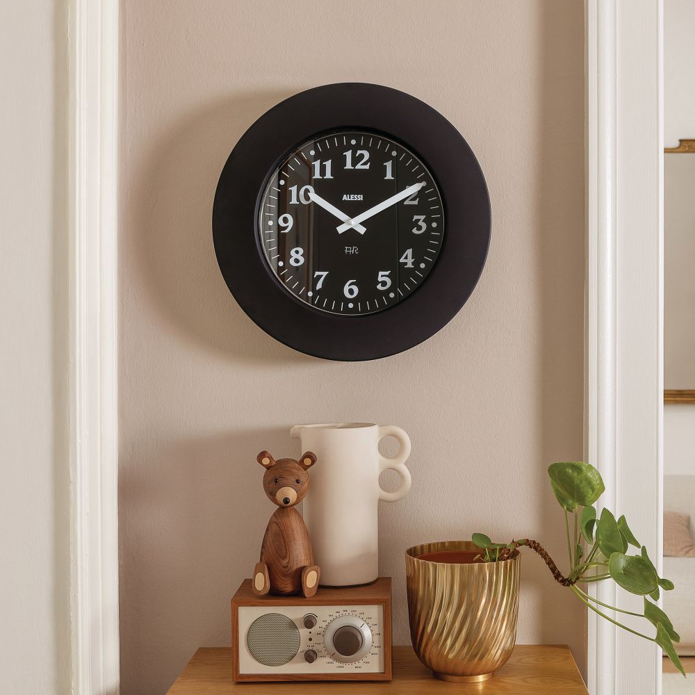 Momento Wall Clock 11 B Black Alessi 
