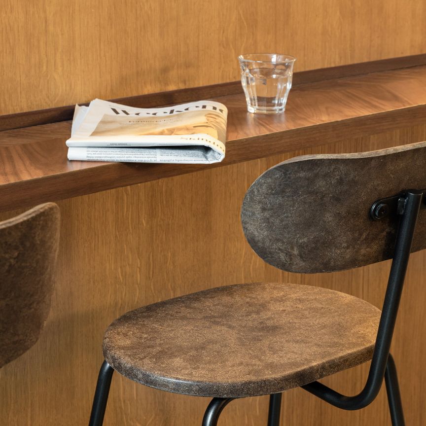 Earth Stool bar stool with Backrest Mater Waste dark H 104 cm