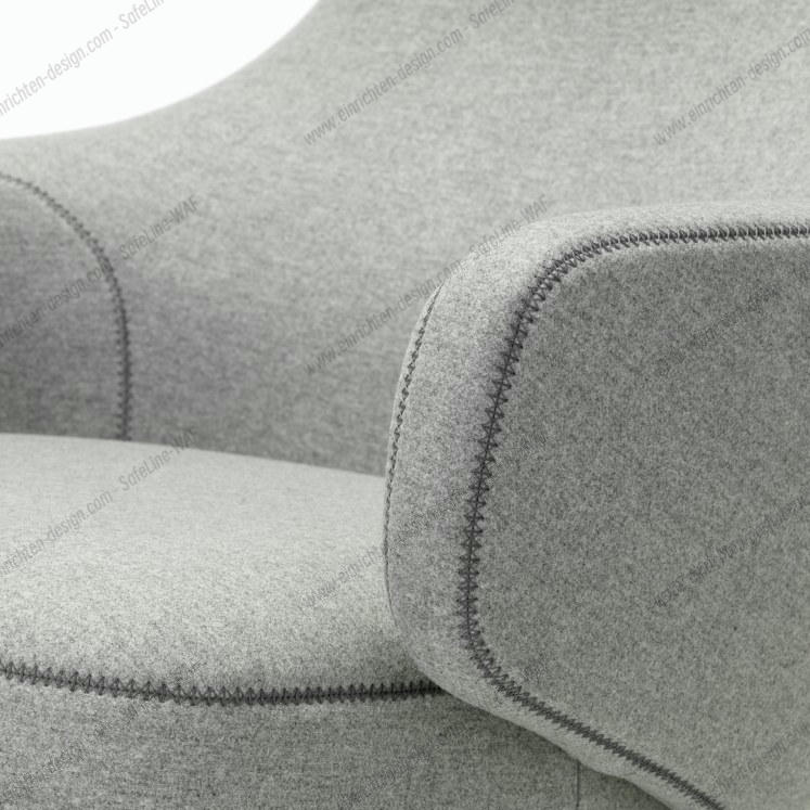 Grand Repos Armchair + Ottoman Vitra Polished Cosy Pebble