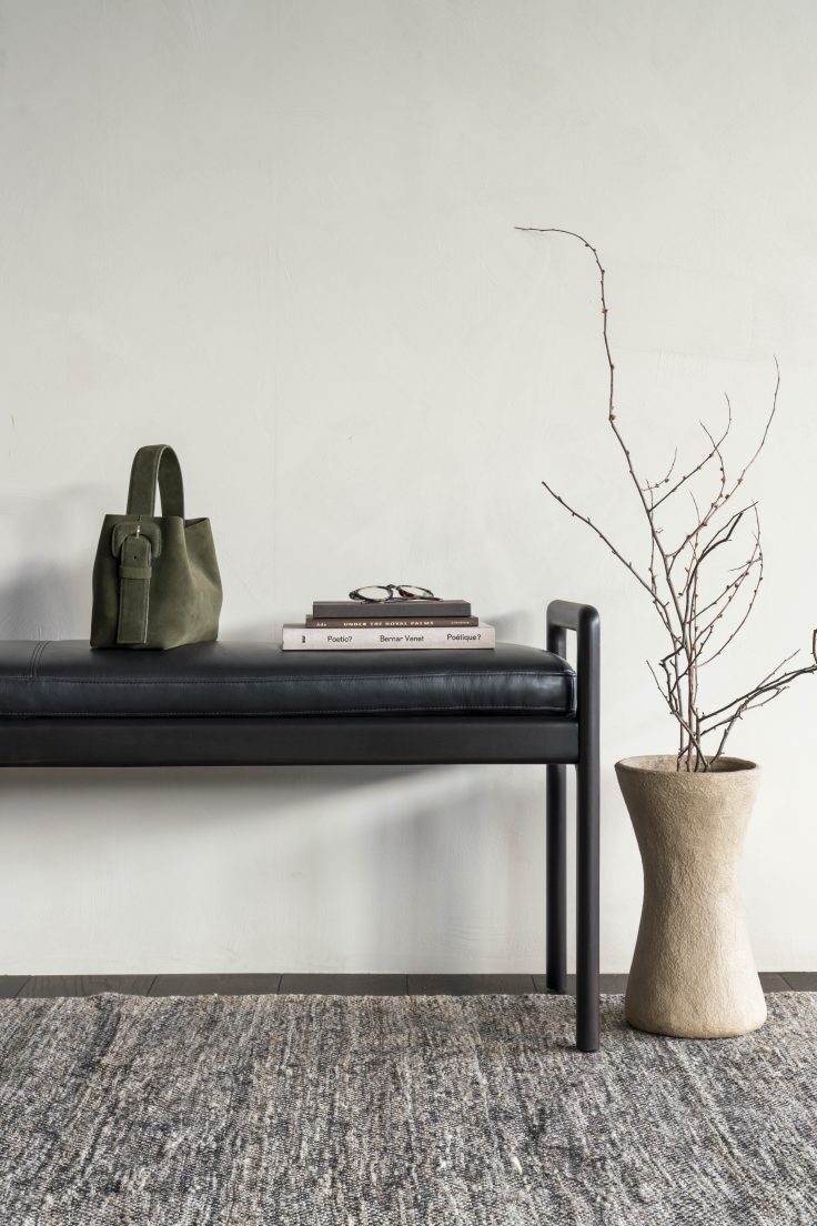 Jack Bench Bench with seat cushion leather black Ethnicraft