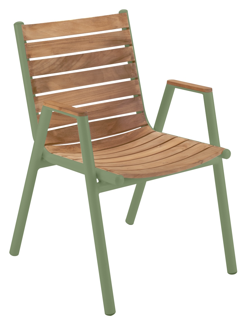 Pilotis armchair with armrests teak outdoor Fermob