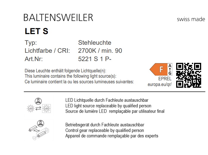 LET S Floor Lamp Black Baltensweiler