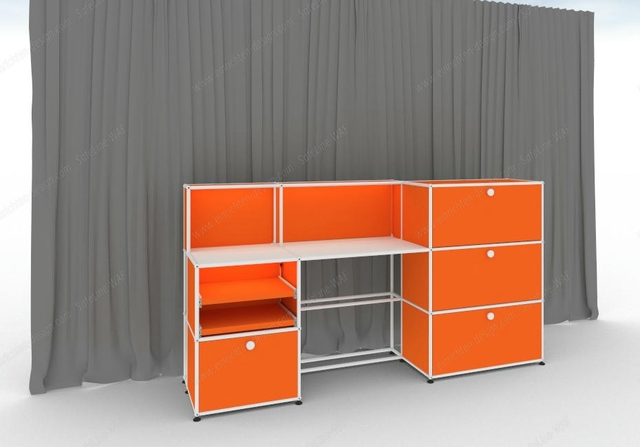 E worktable illuminated pure orange USM Haller