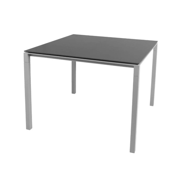 Pure Outdoor Dining table small W 100 x D 100 x H 74 cm Cane-Line Frame Light Grey Slab Nero Black