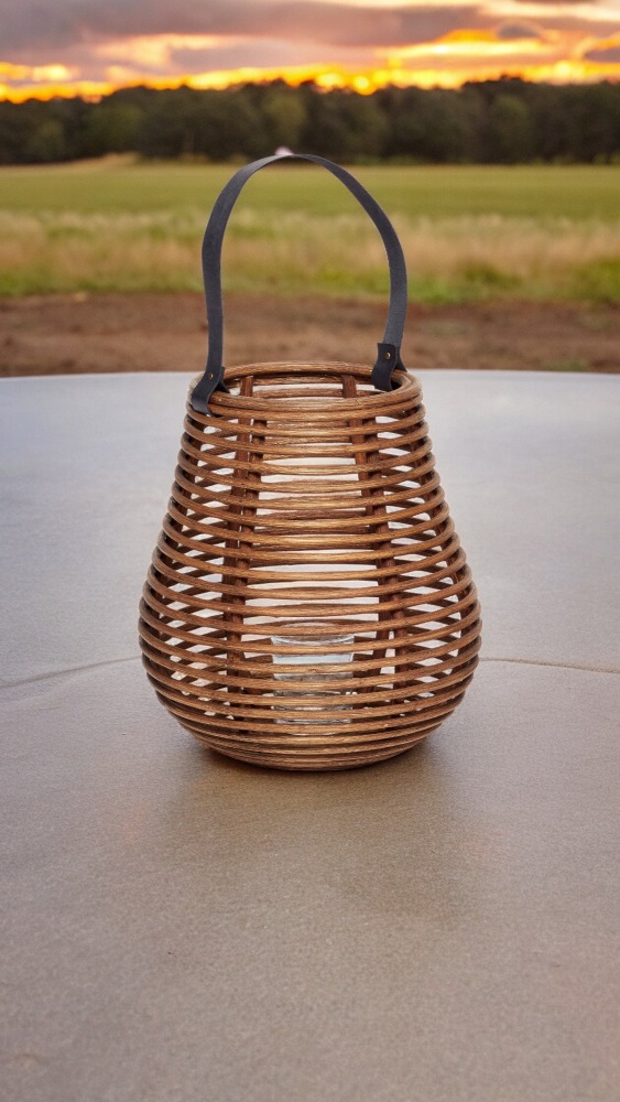 Lantern with Glass Rattan Hübsch Interior