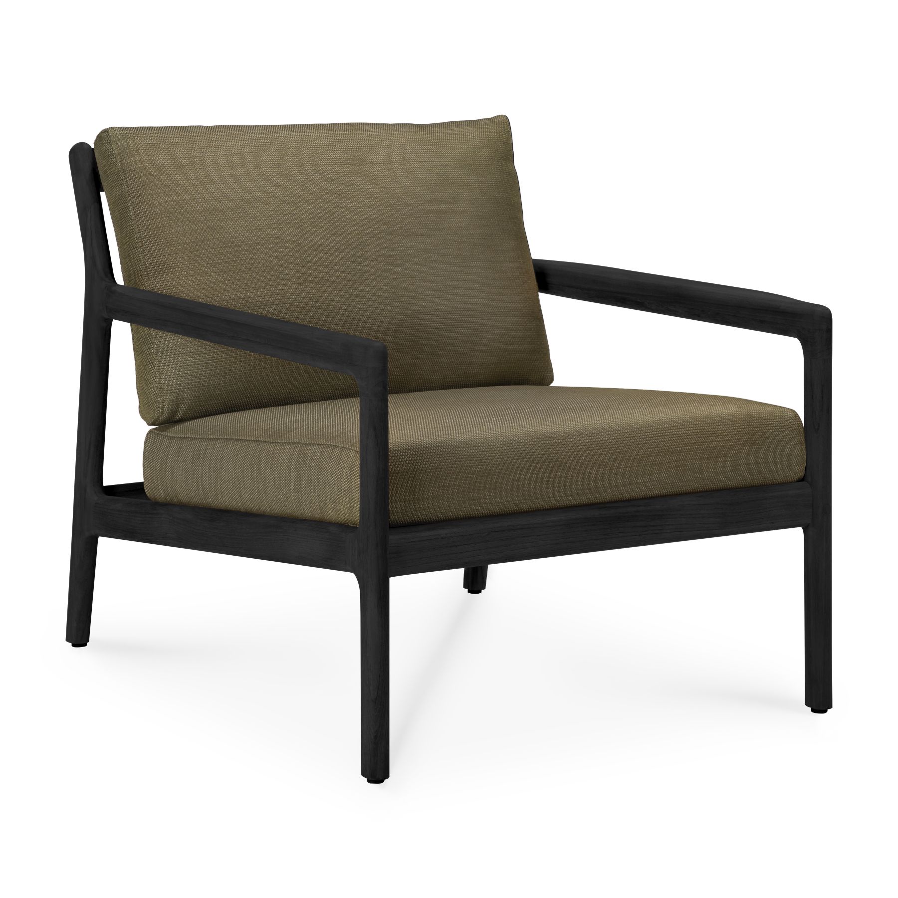 Jack Outdoor Lounge Chair, Teak, Black Lacquered, Green Fabric, Ethnicraft