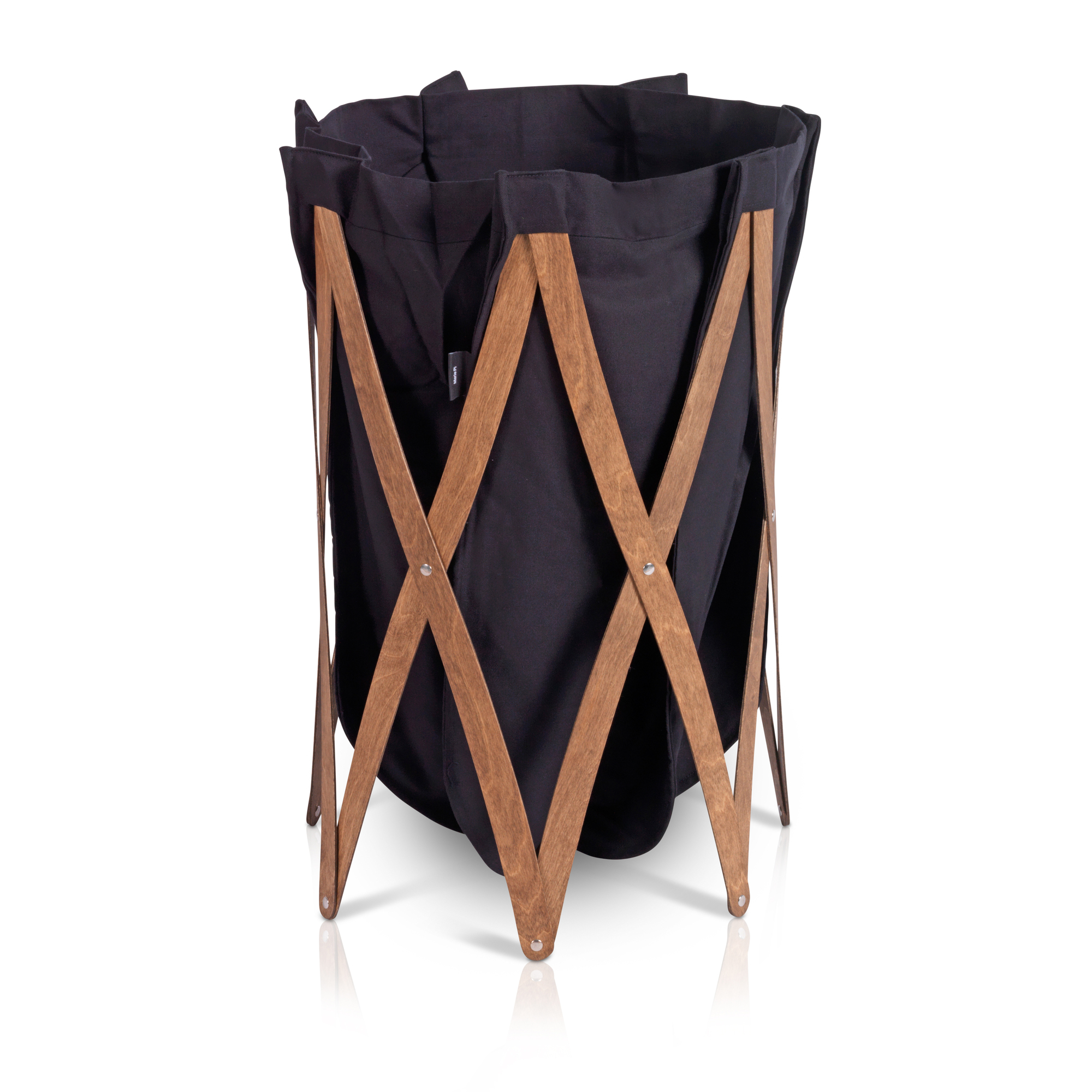 Marie Pi laundry basket BEIGE / PLYWOOD BLACK Klein & More SINGLE PIECE