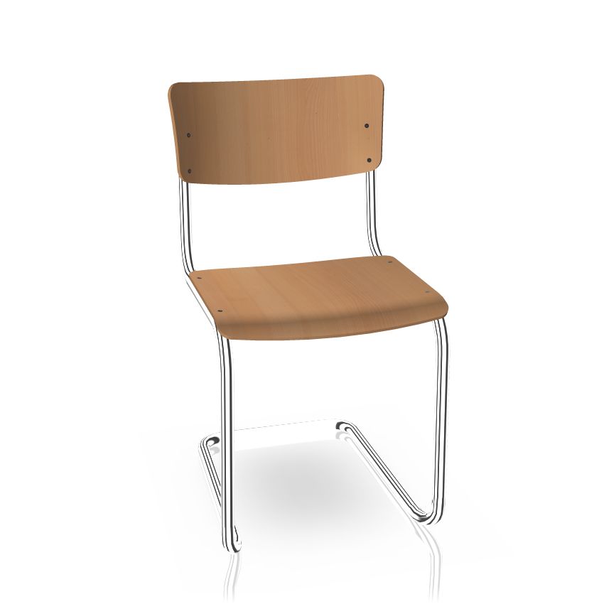 THONET / S43 ① S 43 Classic Cantilever Chair, Chrome-plated frame, Stained