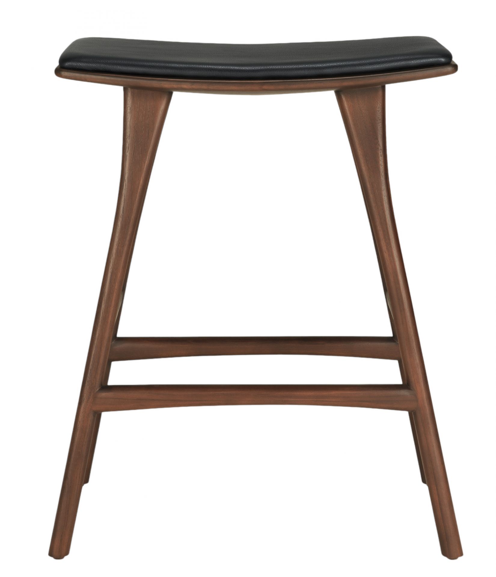 Osso Counter Stool Bar stool with seat cushion leather black Ethnicraft 
