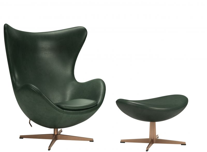 The Egg / Egg Chair Armchair and Stool Collector's Edition Pure Leather / Forest Green Fritz Hansen LIMITED EDITION