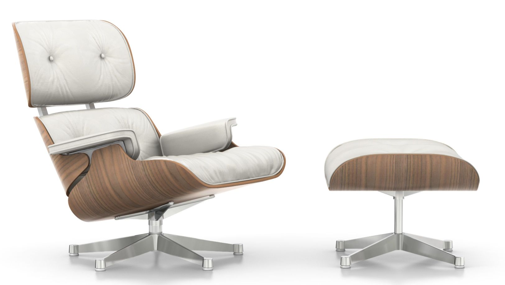 Eames Lounge Chair & Ottoman walnut white armchair Vitra