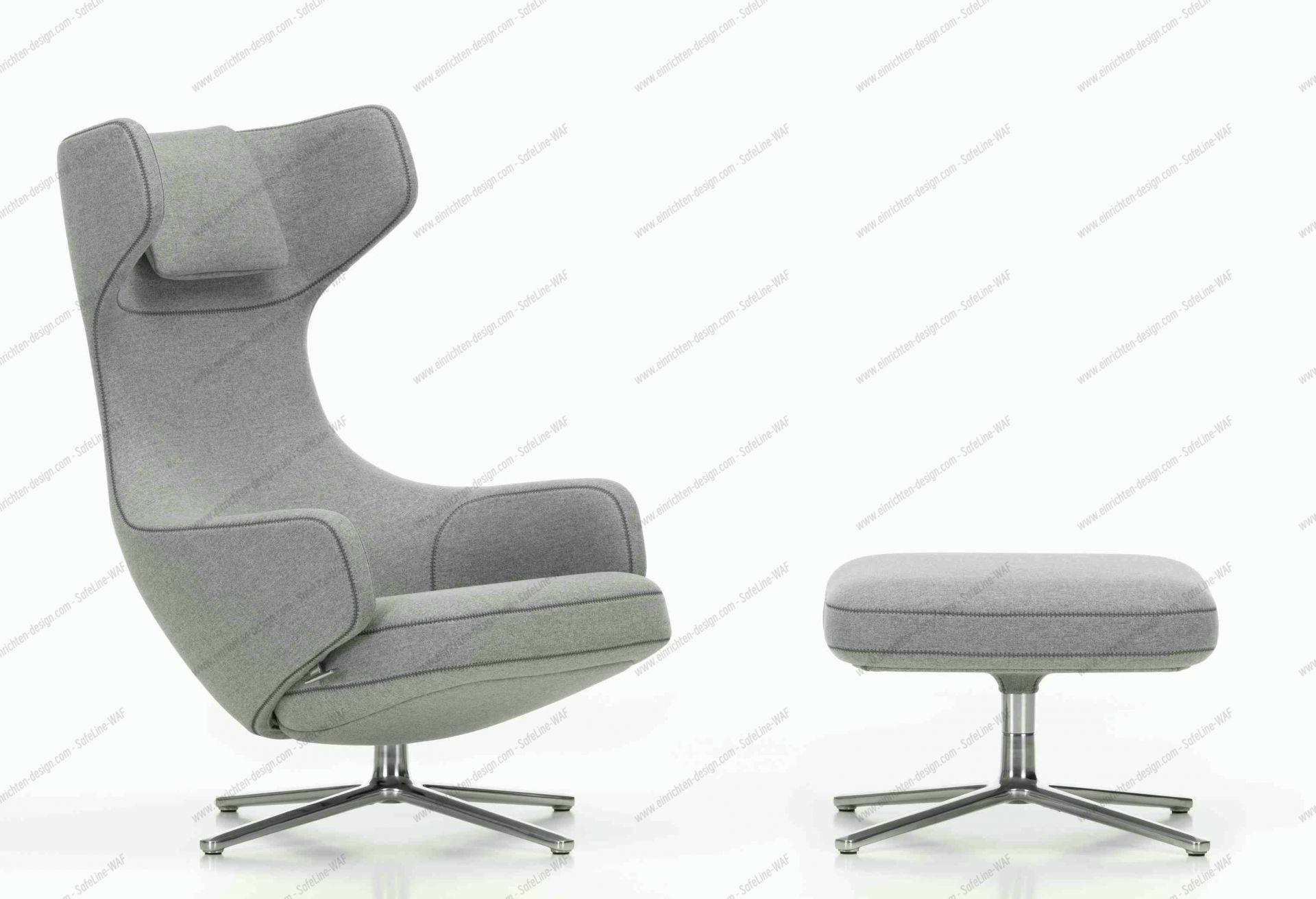 Grand Repos Armchair + Ottoman Vitra Polished Cosy Pebble