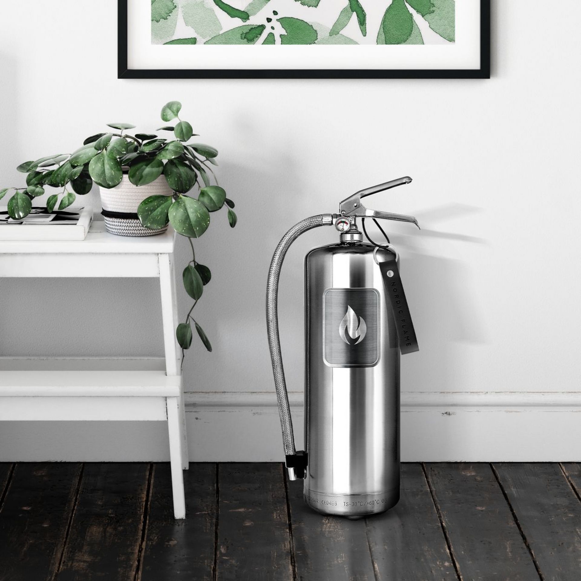 Fire extinguisher Steel Edition 6 kg polished stainless steel Nordic Flame SINGLE PIECES