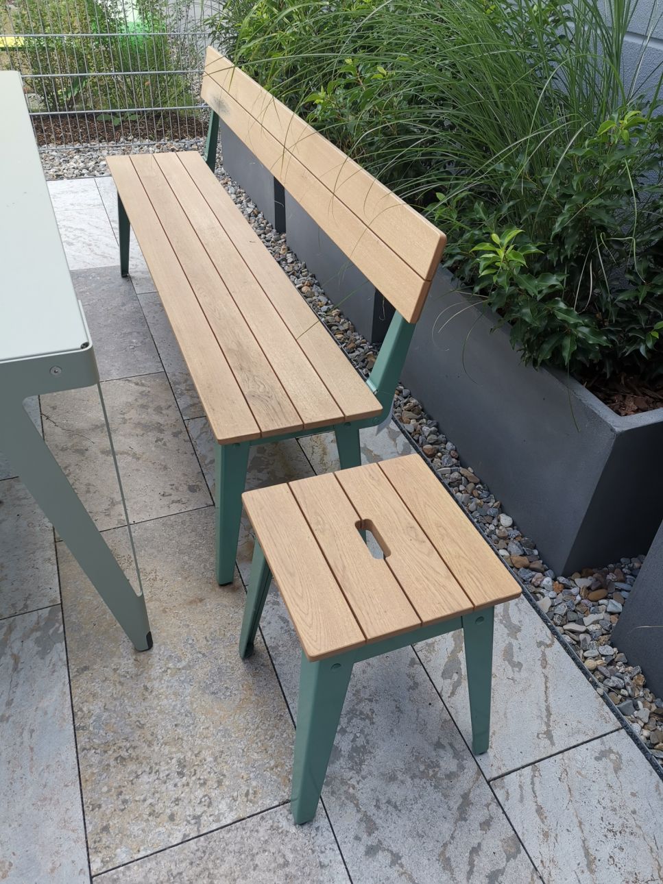 6Grad Outdoor Bench with Stool Green Jan Cray EXHIBITION PIECE