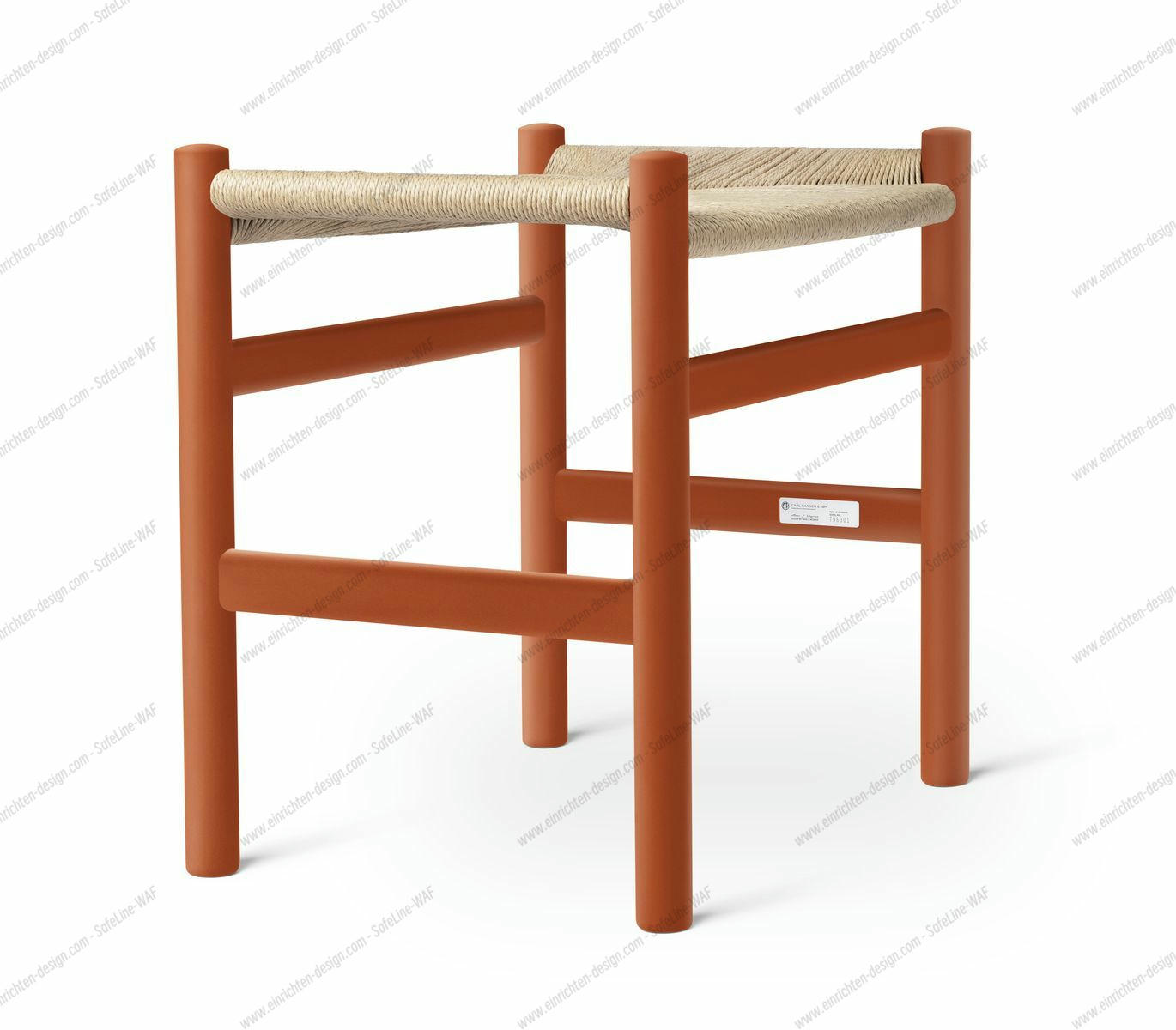 CH53 Hocker von Carl Hansen & Søn: Brauner Holzrahmen mit geflochtener Sitzfläche. Moderner Hocker für Wohnraum.