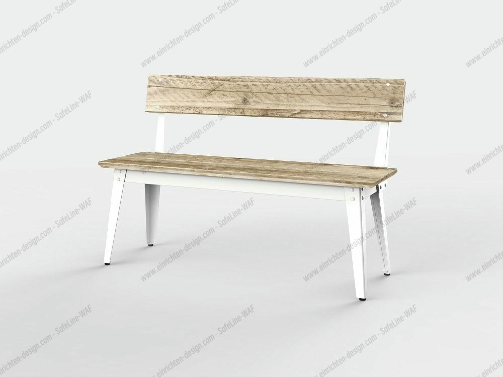 6Grad Outdoor bench with Backrest 185 cm Jan Cray White lumber raw