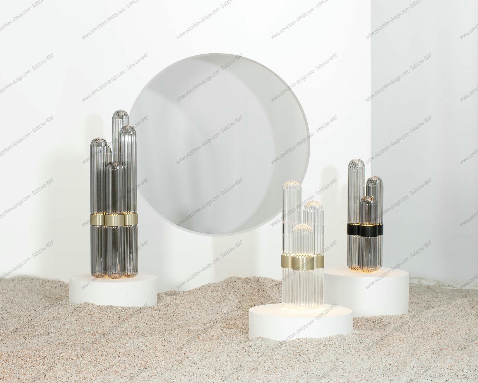 Cactus Stehleuchte von Pulpo, Rauchglas und Messing, moderne LED-Lampe.