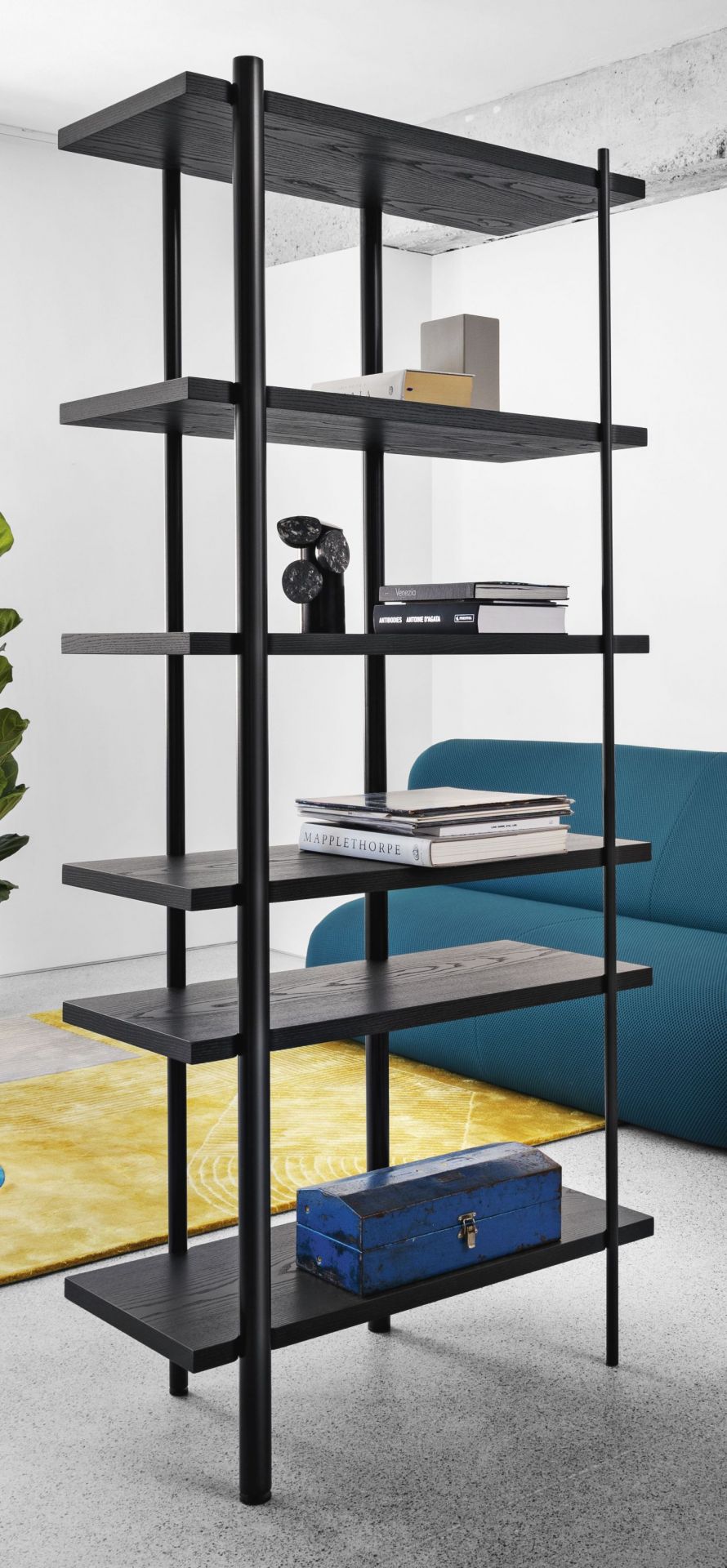 Milonga Shelf Black Frame Boards Black Lacquered Miniforms