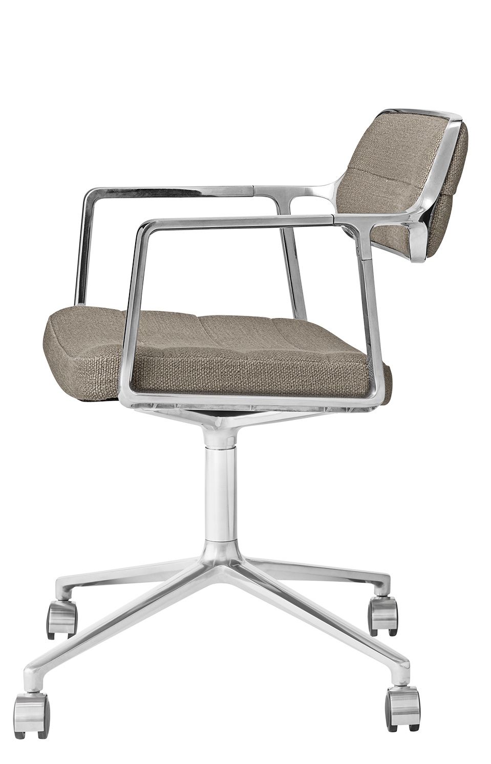 Vipp 453 / Vipp453 Swivel Chair DARK SAND TEXTILE / POLISHED ALUMINUM FRAME WITH CASTERS Vipp SINGLE PIECES