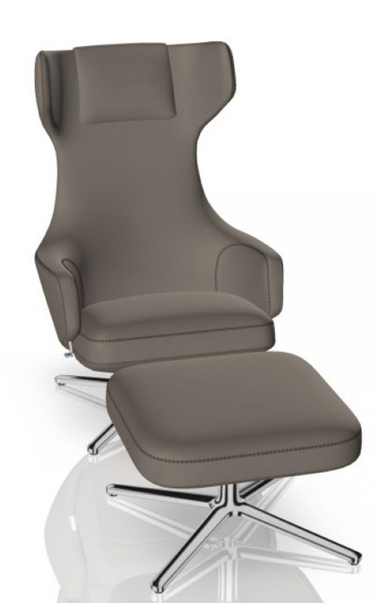 Grand Repos Easy Chair + Ottoman Vitra Polished Cosy Fossil