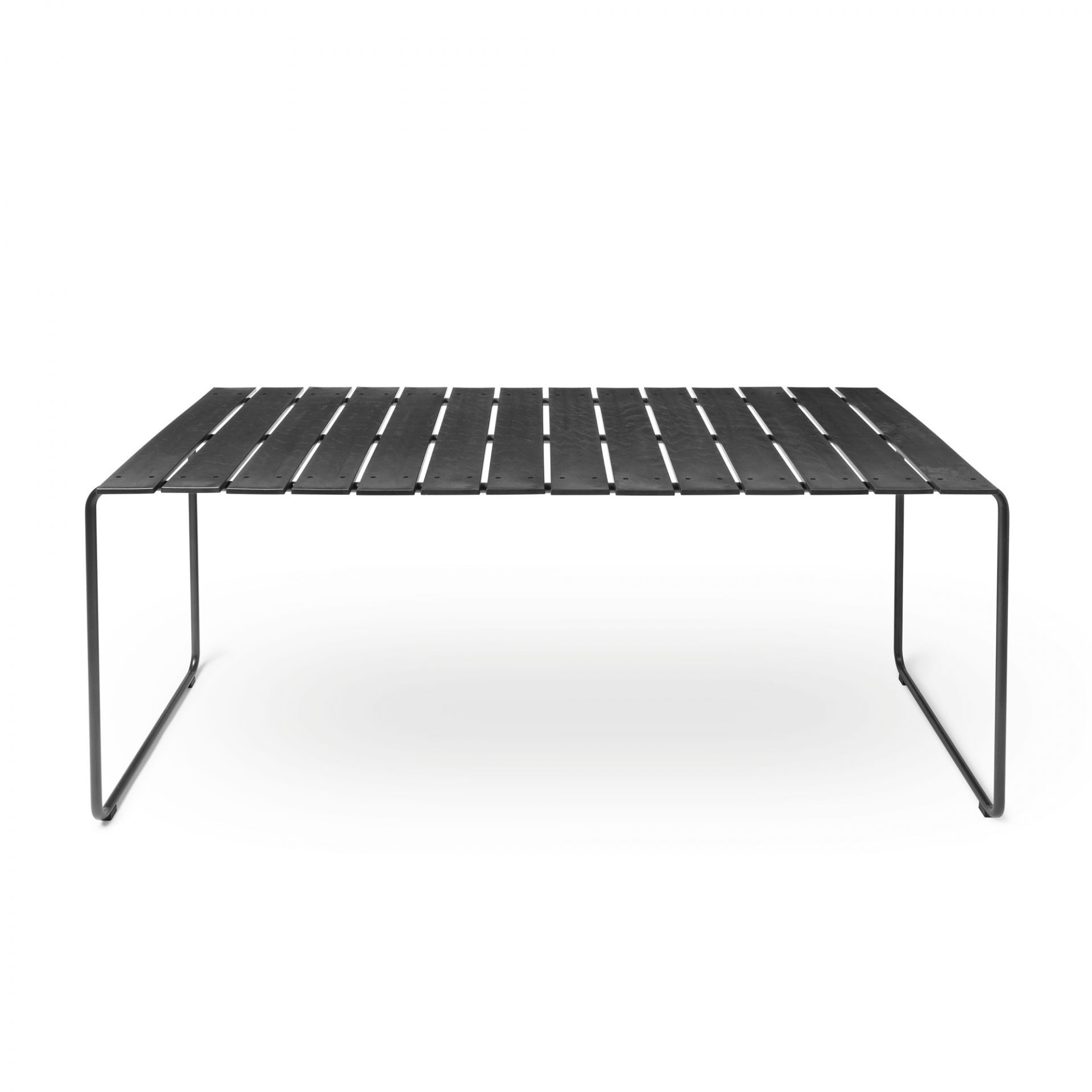 Schwarzer Ocean Table Outdoor Tisch für 4 Personen, moderner Gartentisch mit Lattenrost.