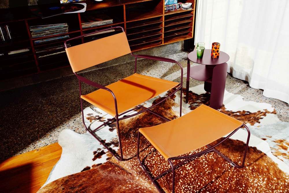 Surprising deep leather outdoor armchair Fermob