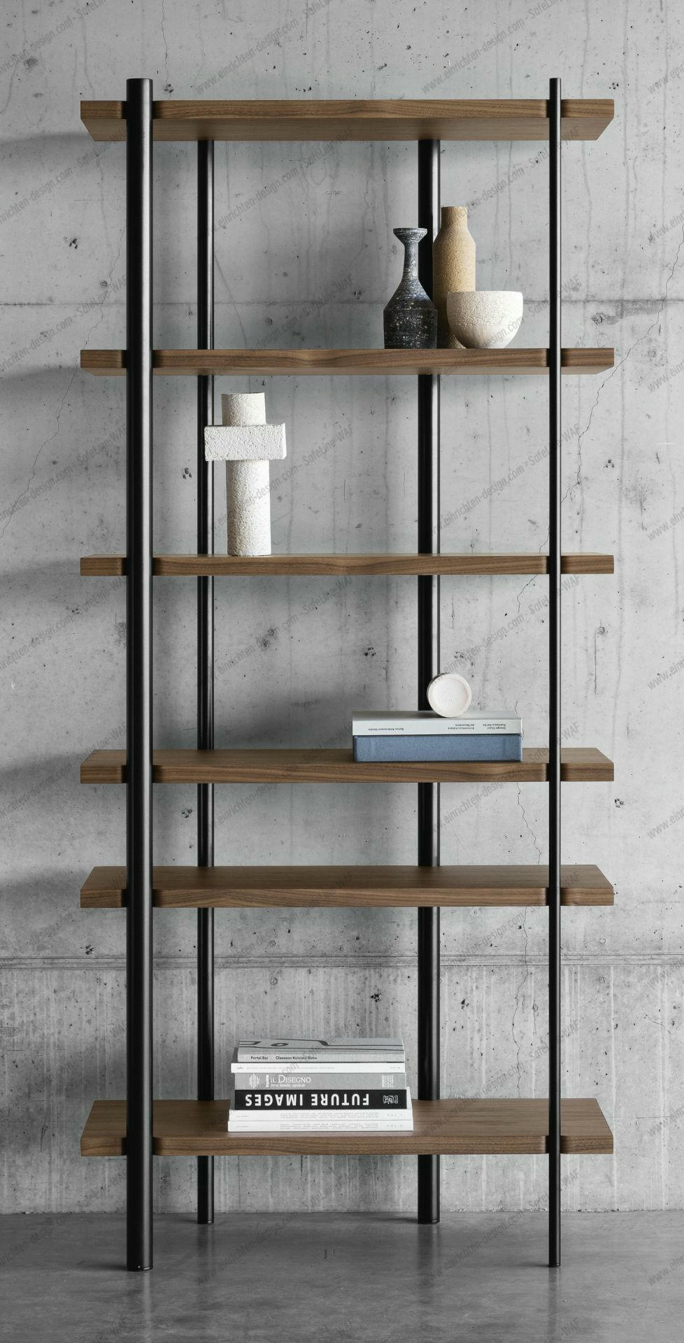 Milonga shelf black frame Walnut boards Miniforms