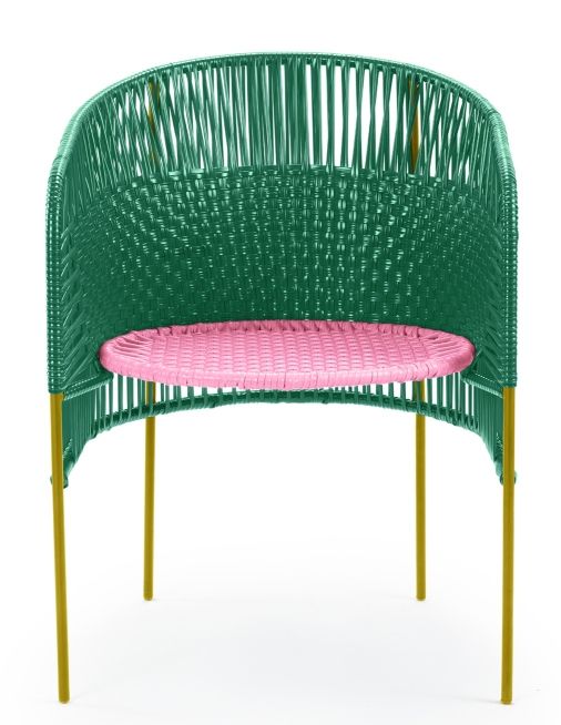 Caribe Dining Chair Outdoor ames Emerald green / bubblegum pink / curry yellow
