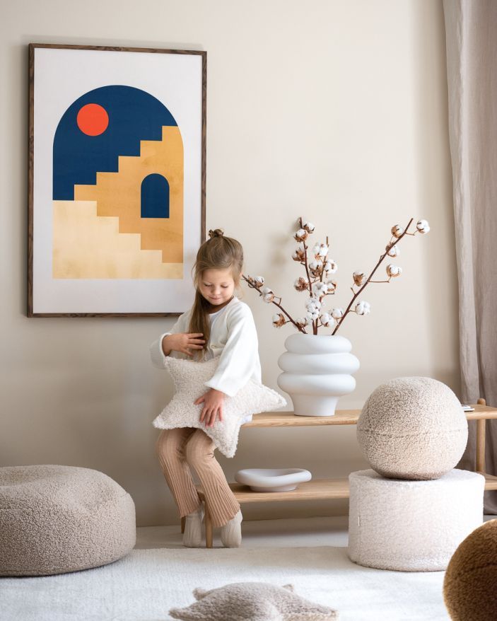 Children's star cushion Wigiwama cream white