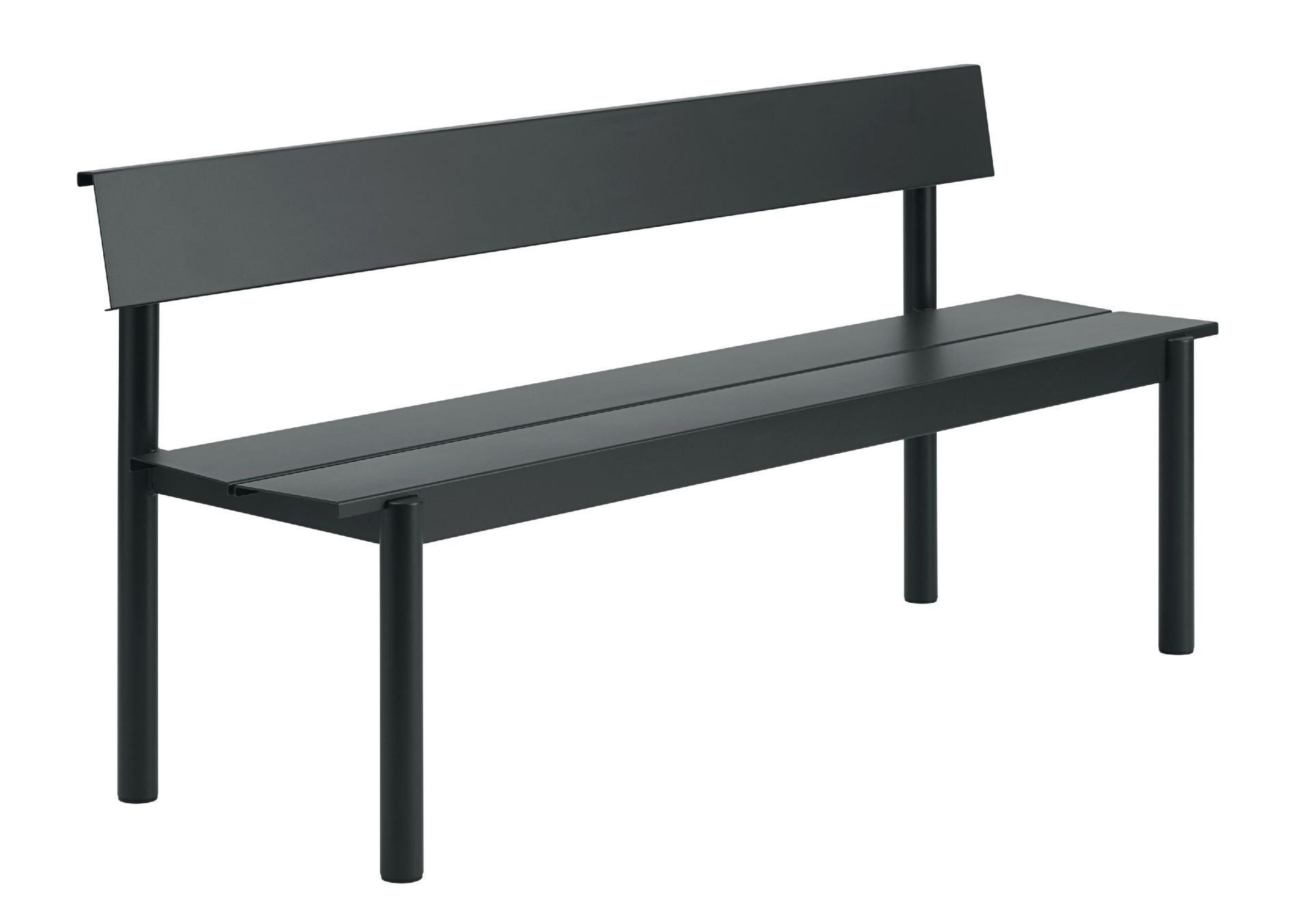 Linear Steel Bench Outdoor bench with backrest 170x34 cm Muuto
