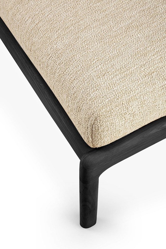 Jack Outdoor Upholstered Stool Teak Black Ethnicraft