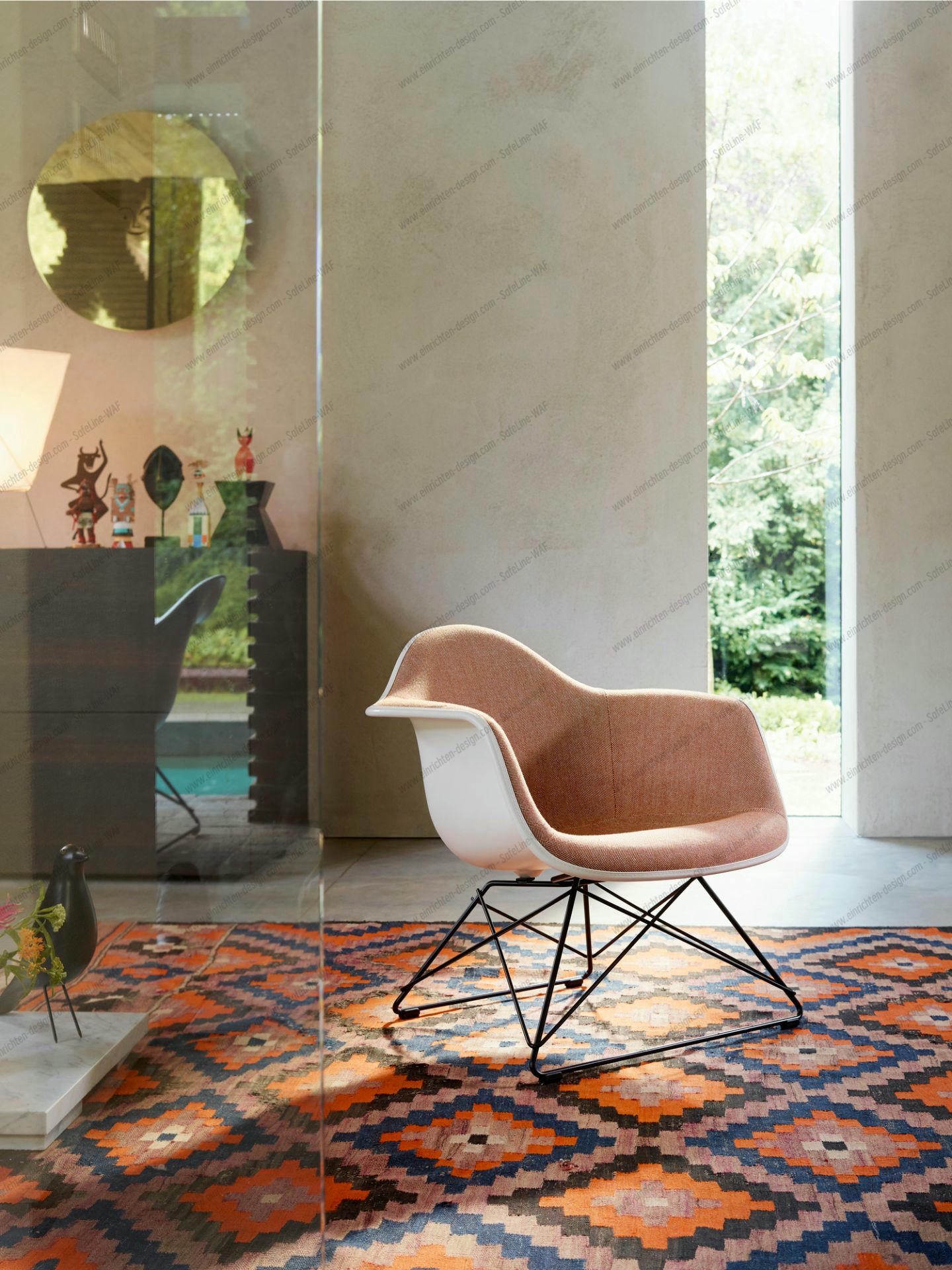 Eames Plastic Arm Chair DAW Chair Vitra Maple yellowish - Rust orange