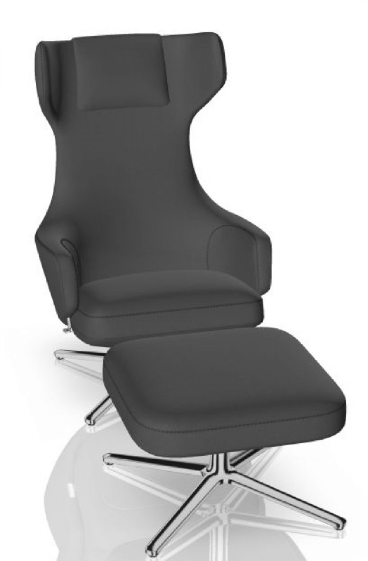 Grand Repos Easy Chair + Ottoman Vitra Polished Cosy Classic grey