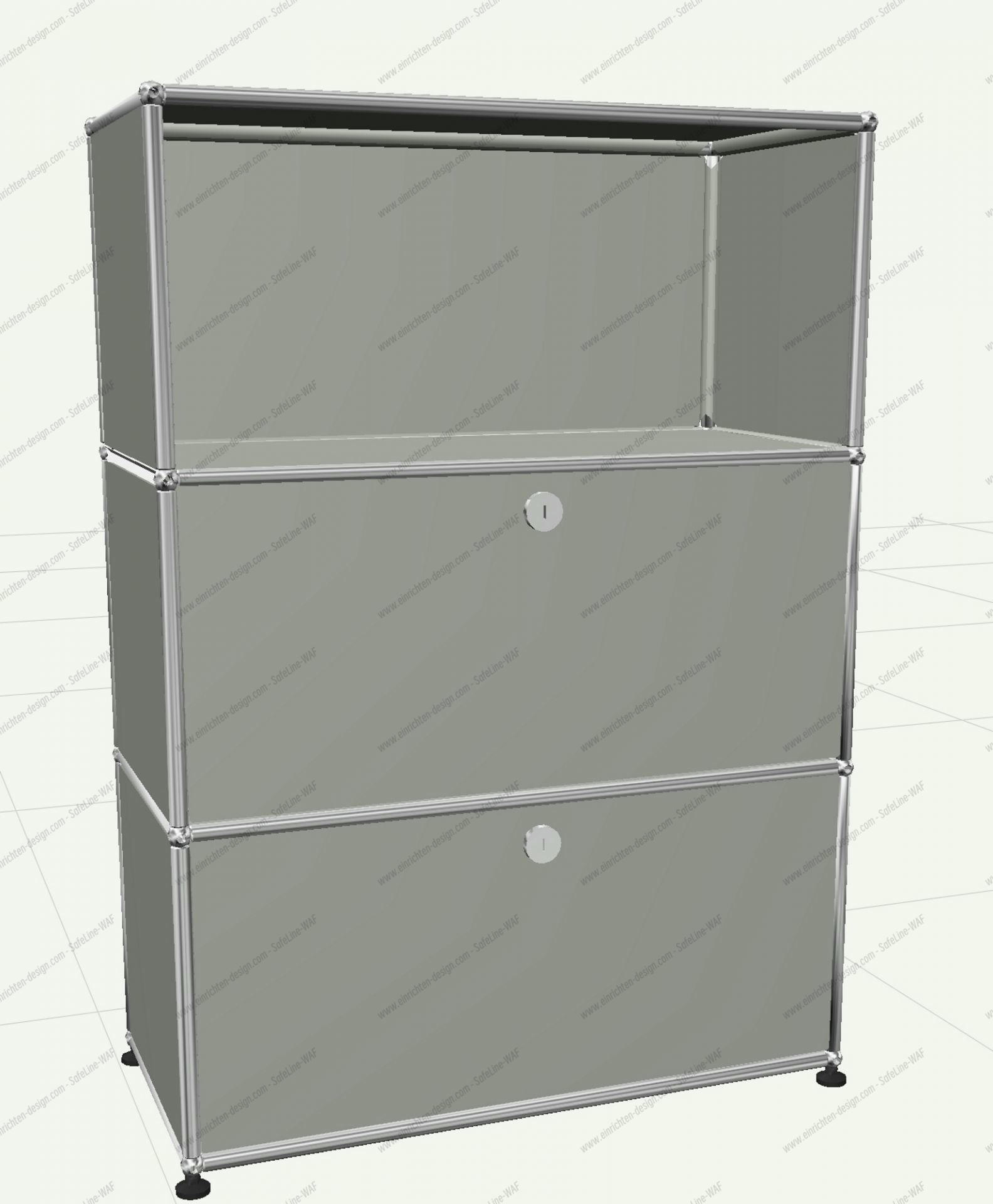 USM Haller Highboard mit 2 Klappen und 1 Fach offen-lichtgrau