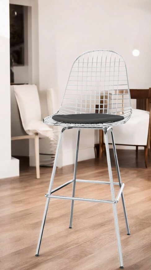 Eames Wire Bar Stool Medium with seat cushion Vitra 