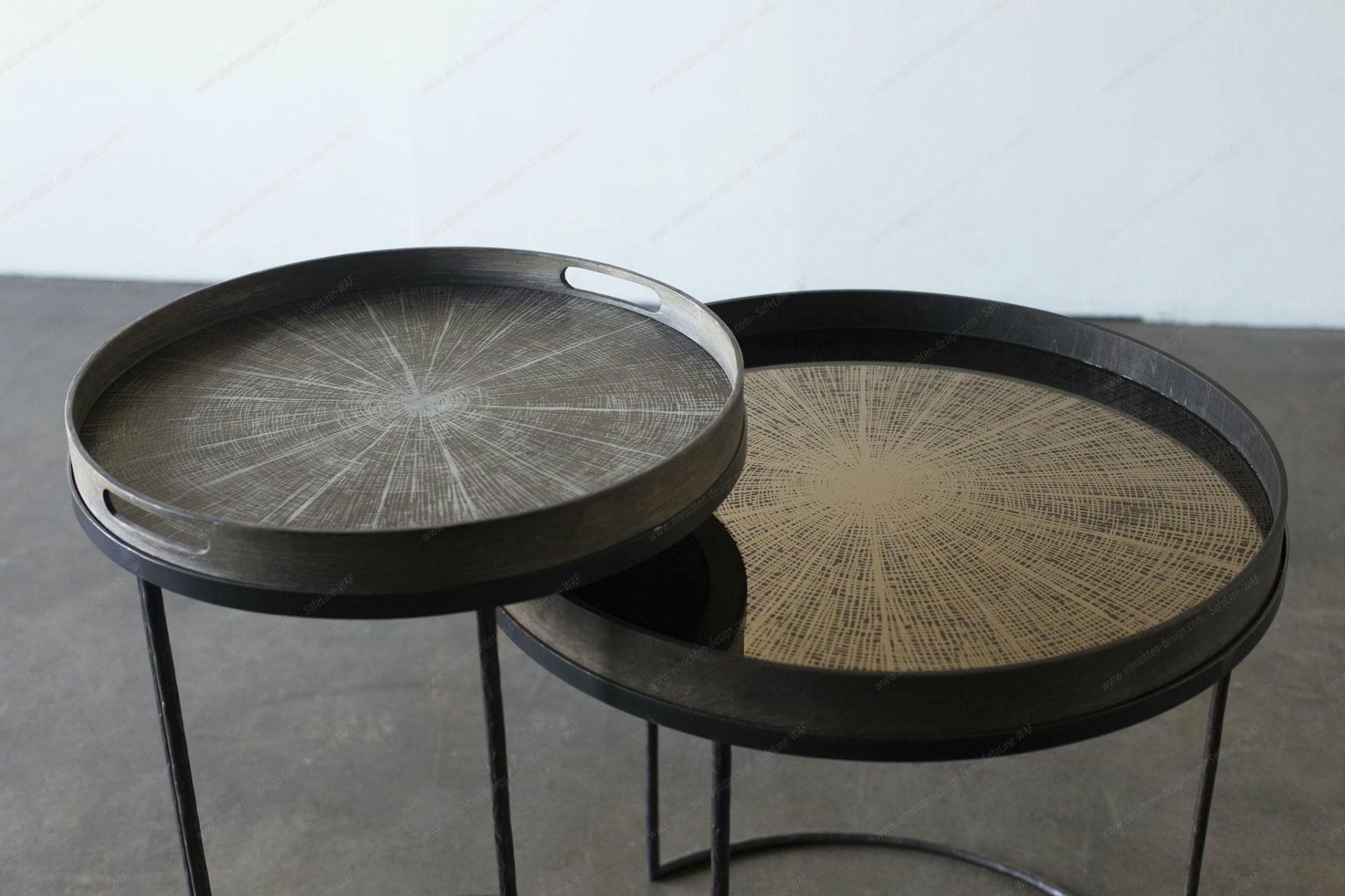 Side Table Set of 2 Black Round S/L Ethnicraft 
