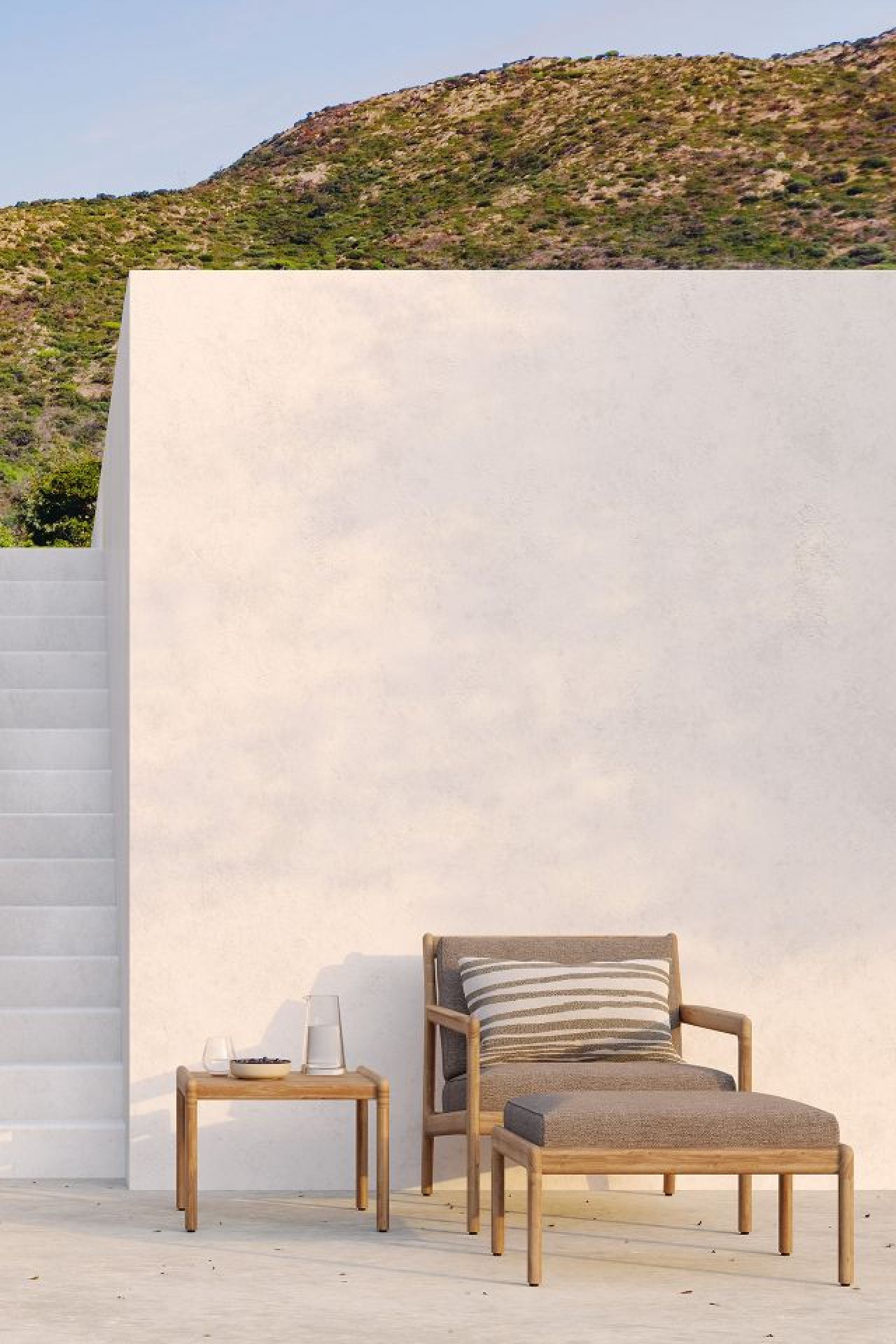 Jack Outdoor Upholstered Stool Teak Mocha Ethnicraft