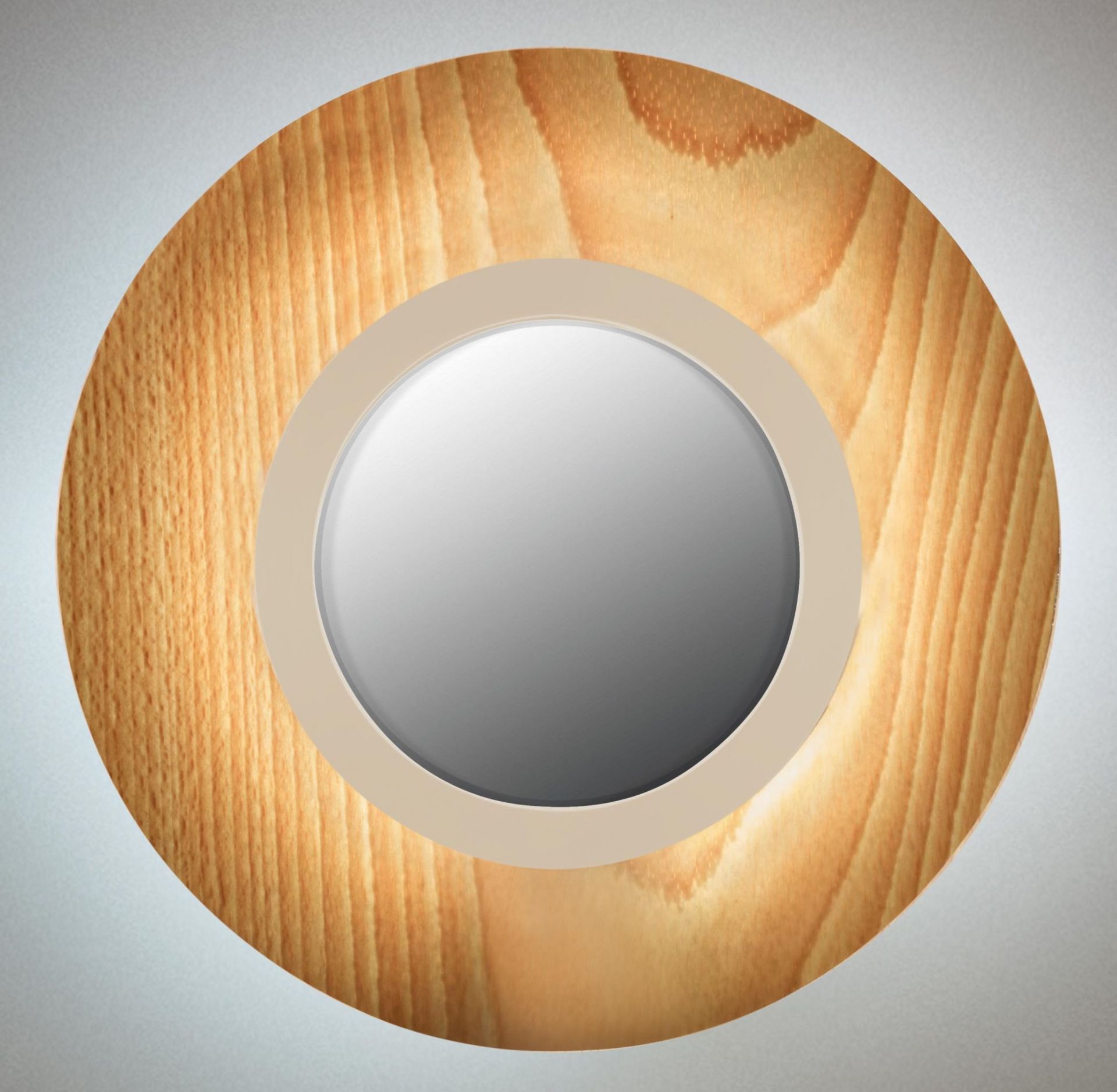 Lens LED wall lamp oval metal ring in ivory white Beech LZF Lamps
