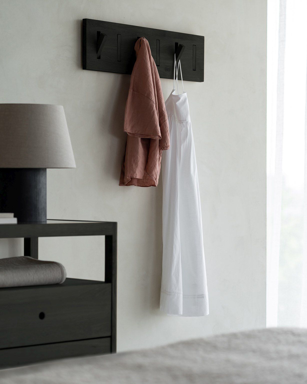 Spindle chest of drawers with drawers black lacquered oak Ethnicraft
