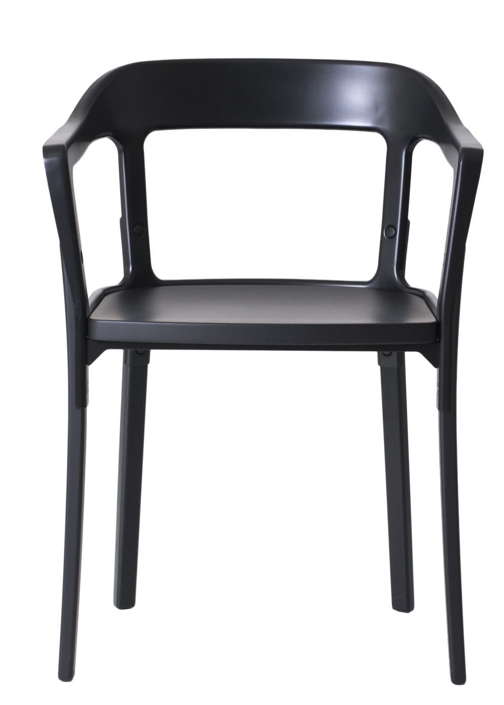 Schwarzer Steelwood Chair Stuhl von Magis, moderner Designstuhl mit Armlehnen und minimalistischem Stil für Esszimmer.